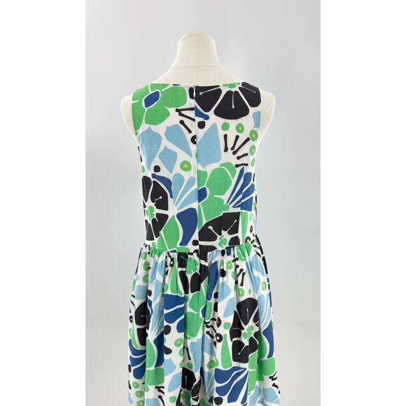 Rachel Antonoff White Mod Floral Dress Sleeveless Black Blue Flowers 10 - Picture 4 of 11